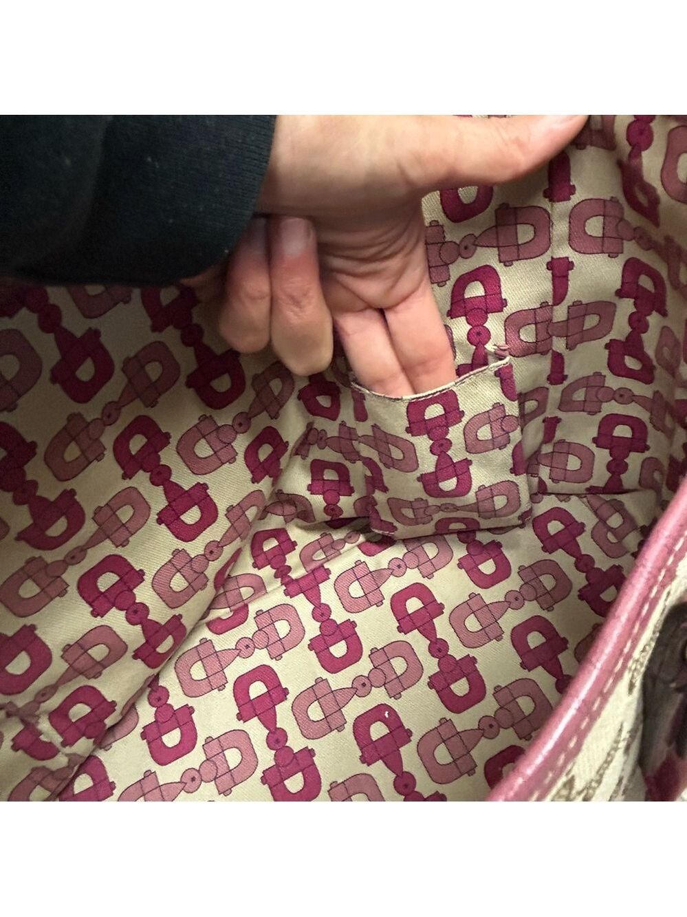 Gucci Authentic Pink Tan brown monogram GG Canvas Jolicoeur tote bag purse - Picture 12 of 17